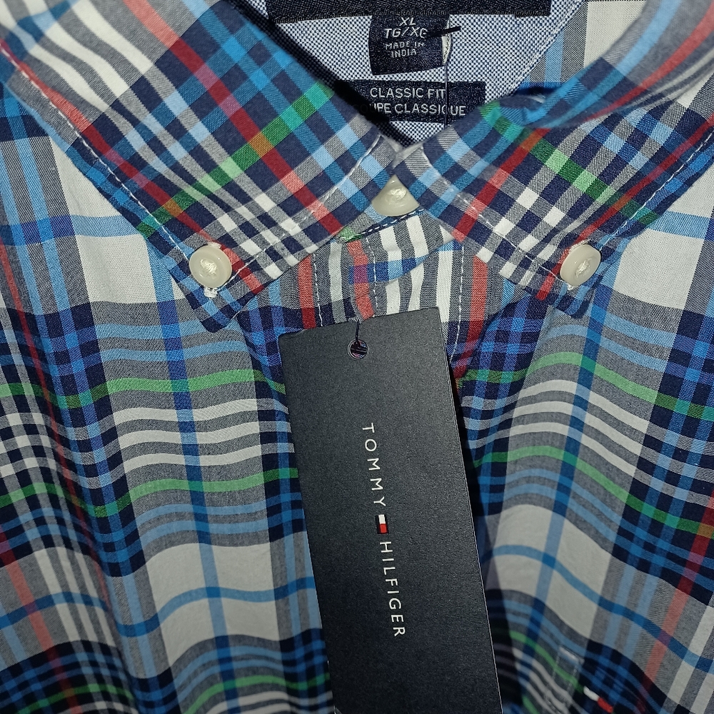 Men's XL Tommy Hilfiger SS Shirt Blue, Red, White Multicolor